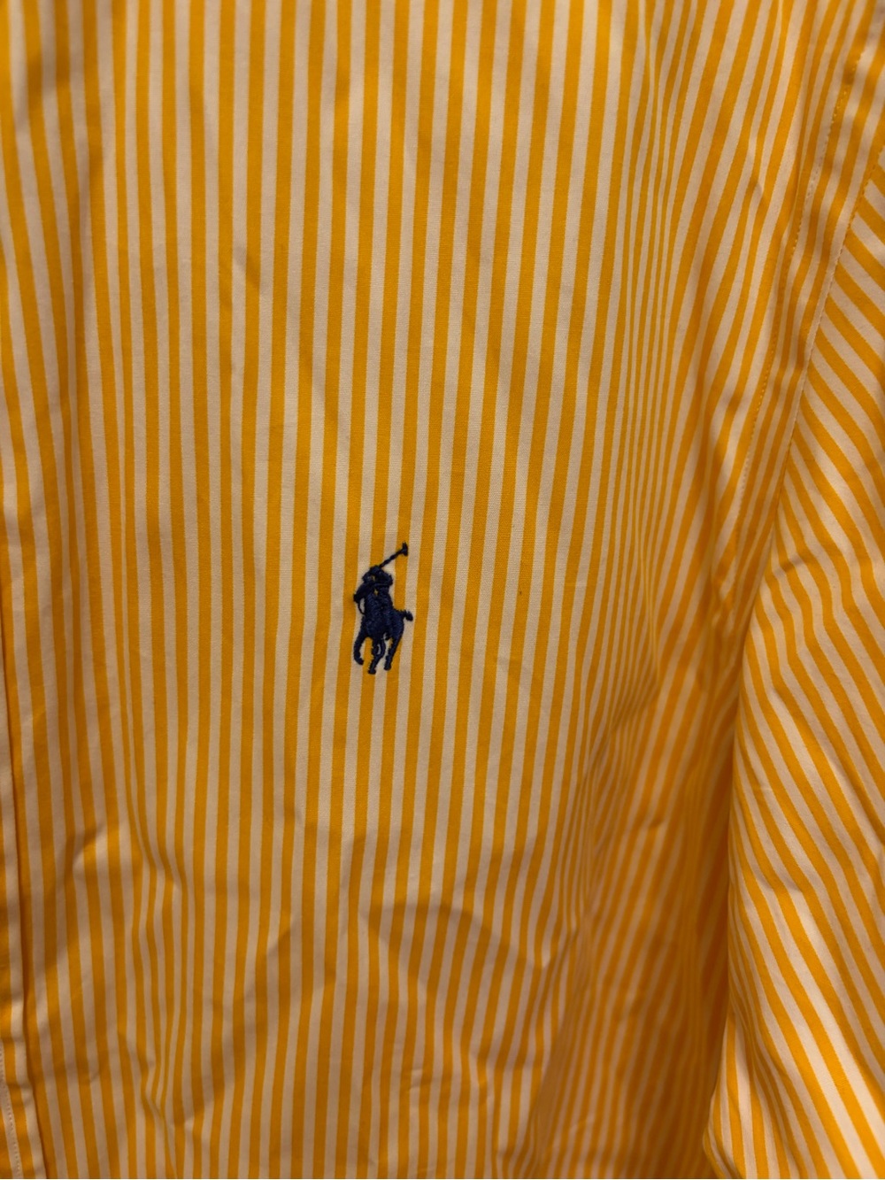 NWT Men’s Ralph Lauren Yellow & White Striped Button-Down Shirt - Picture 3 of 4